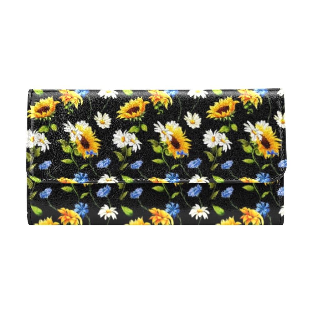Sunflower Chamomile Bright Color Print Women's Trifold Wallet