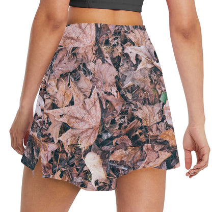 Camouflage Realistic Tree Leaf Print 17" Golf & Pickleball Skort with Pockets