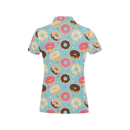 Donut Pattern Print Design DN04 Women's Polo Shirt