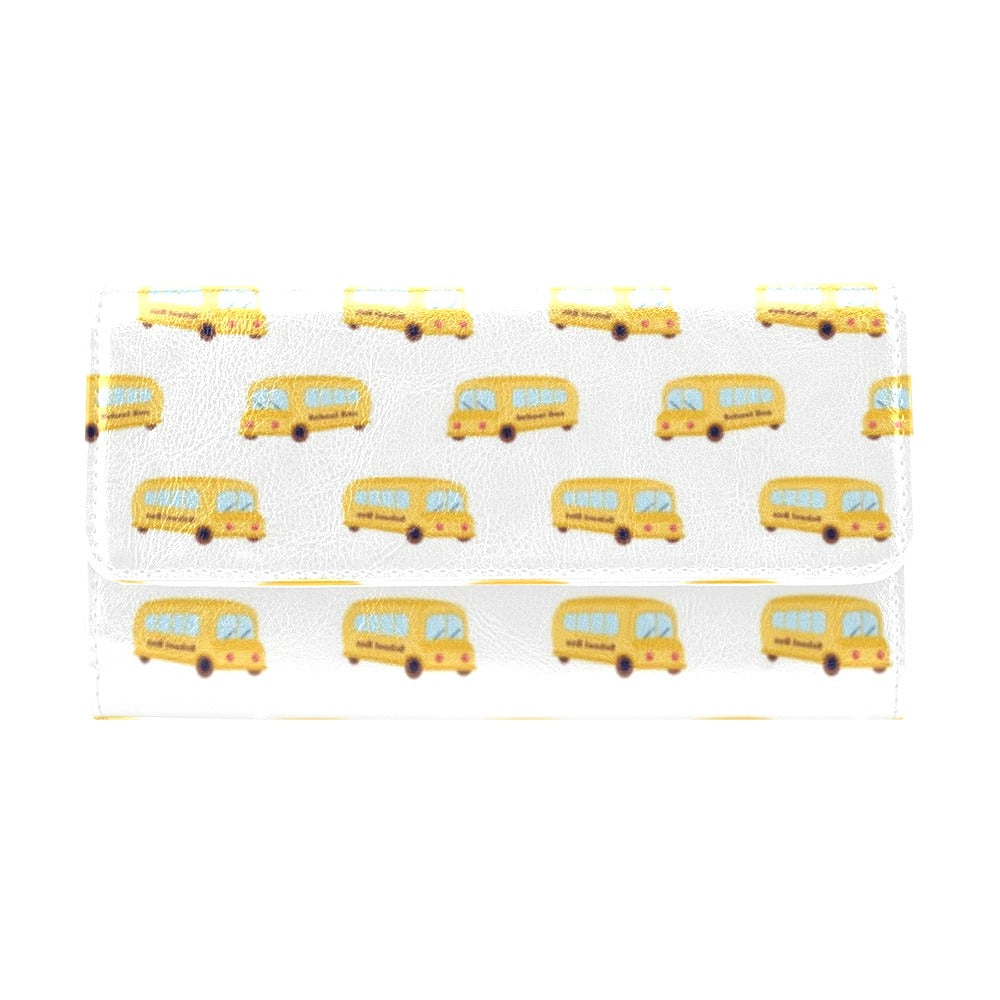 School Bus Print Design LKS306 Women's Trifold Wallet