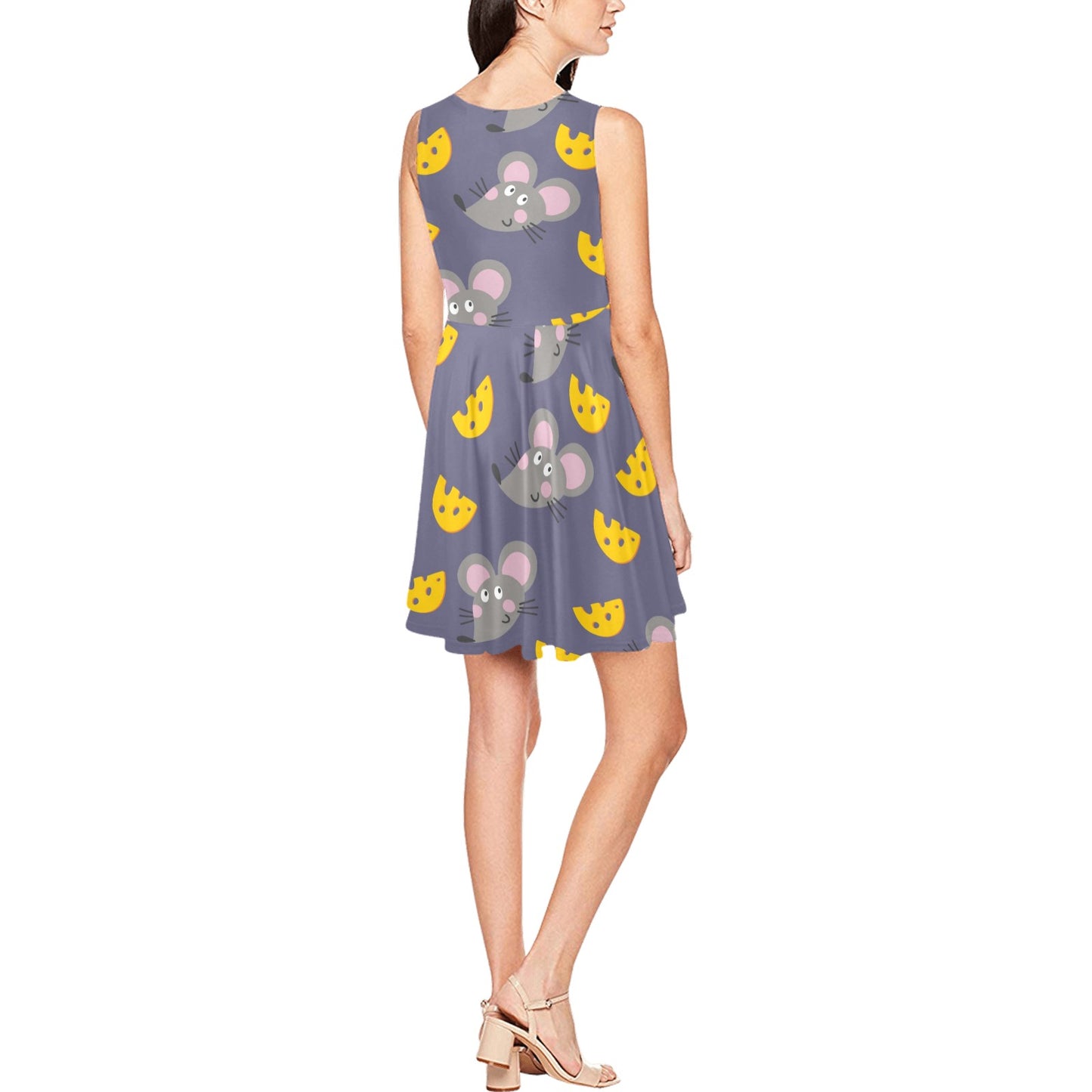 Rat With Cheese Pattern Print Design 01 Sleeveless Dress