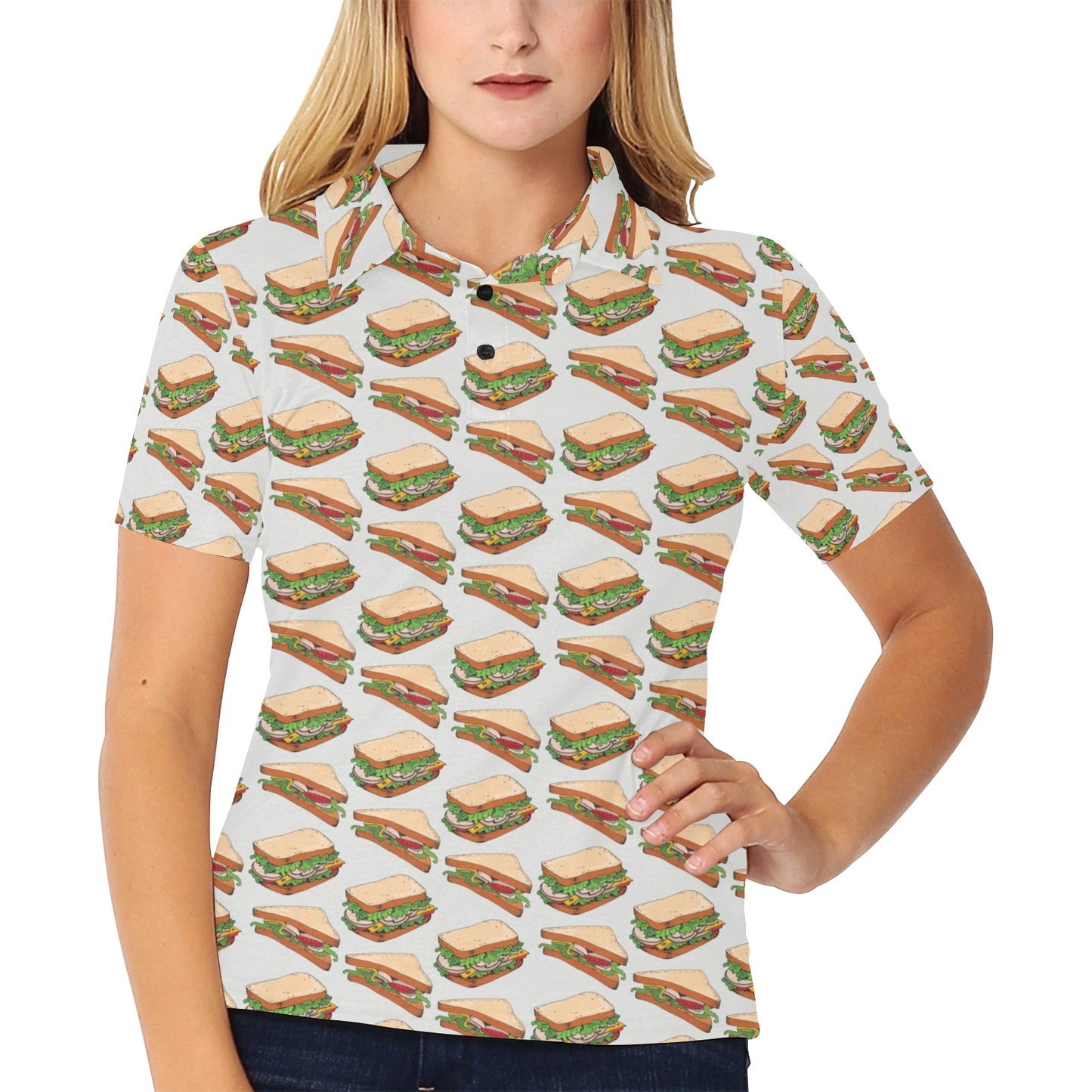 Sandwich Print Design LKS302 Women's Polo Shirt