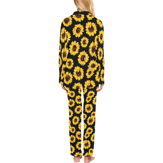 Sunflower Pattern Print Design SF05 Women's Long Pajama Set