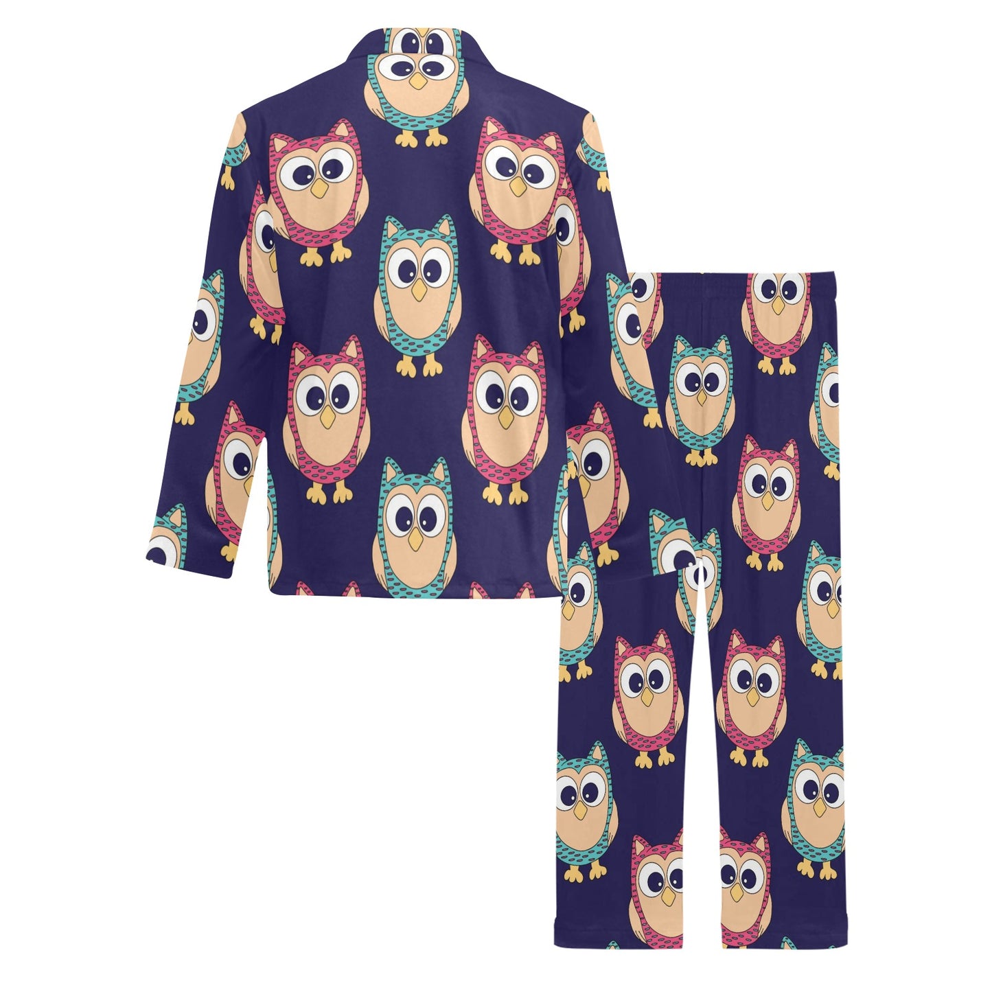 Owl Pattern Print Design A06 Men's Long Pajama Set