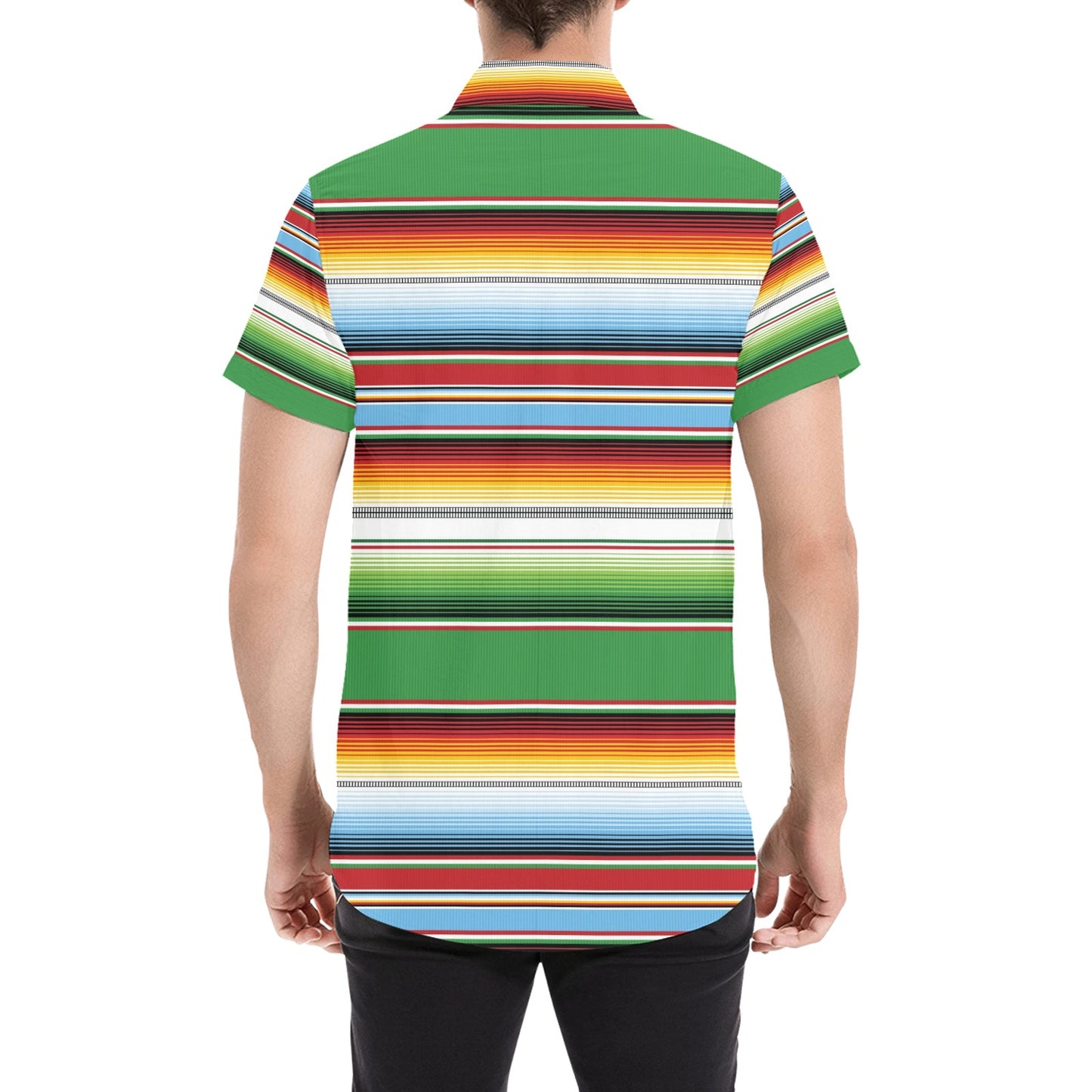 Serape Print Design LKS302 Men Short Sleeve Button Up Shirt