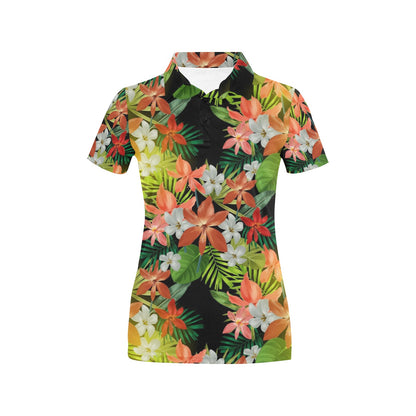 Amaryllis Pattern Print Design AL07 Women's Polo Shirt