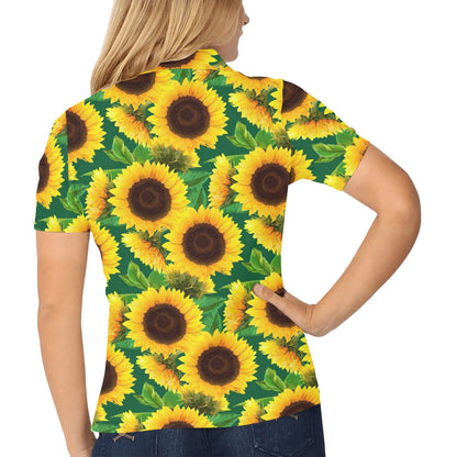 Sunflower Pattern Print Design SF02 Women's Polo Shirt