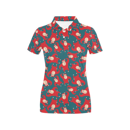 Chimpanzee Pattern Print Design 04 Women's Polo Shirt