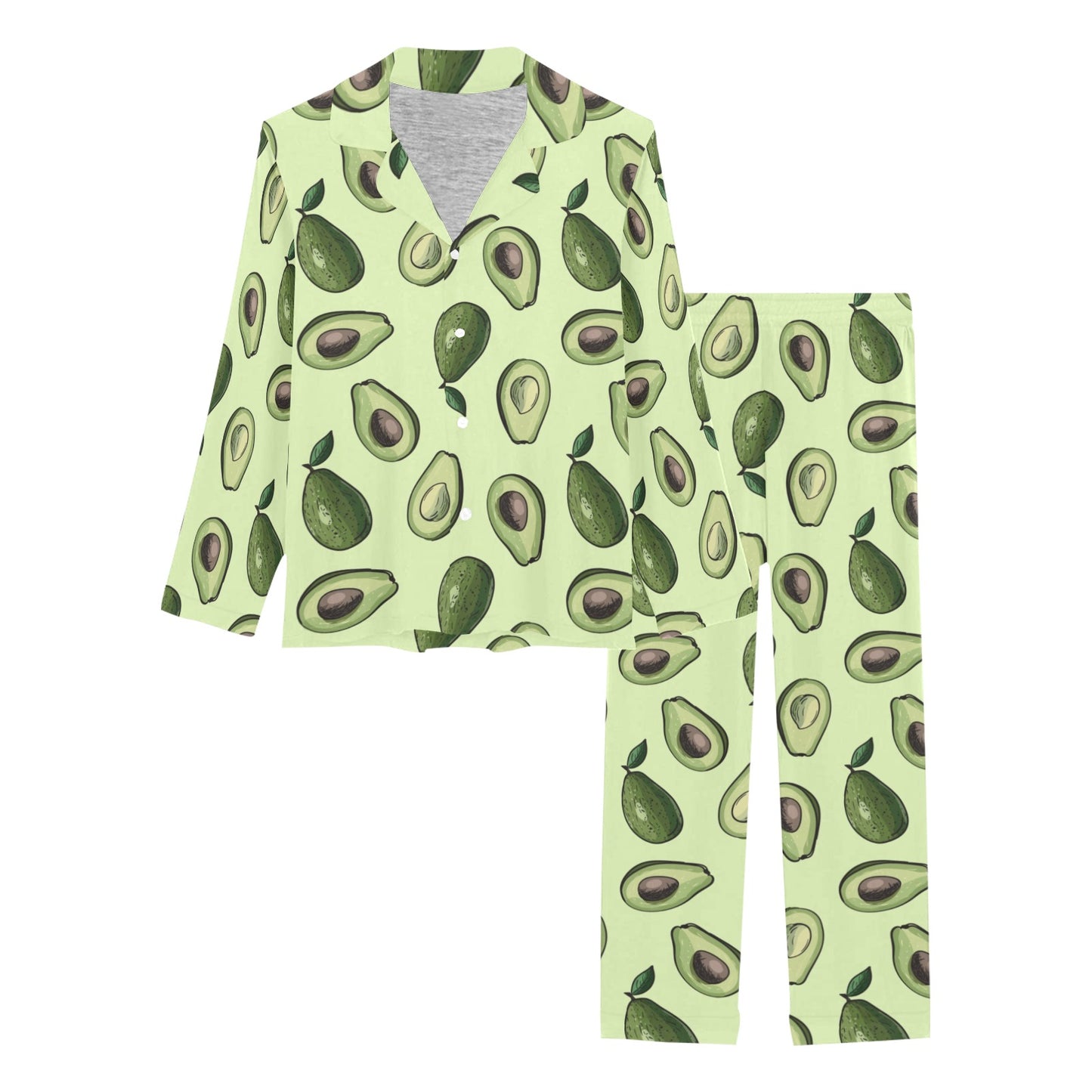 Avocado Pattern Print Design 02 Women's Long Pajama Set