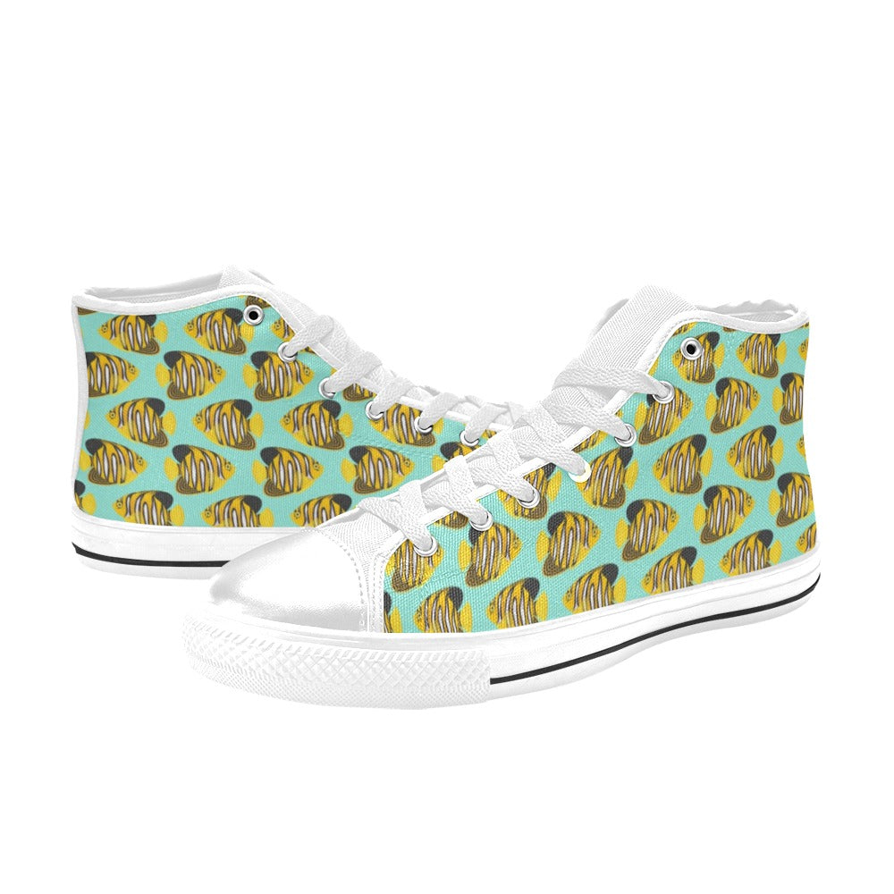 Angelfish Print Design LKS402 Men's High Top Canvas Shoes