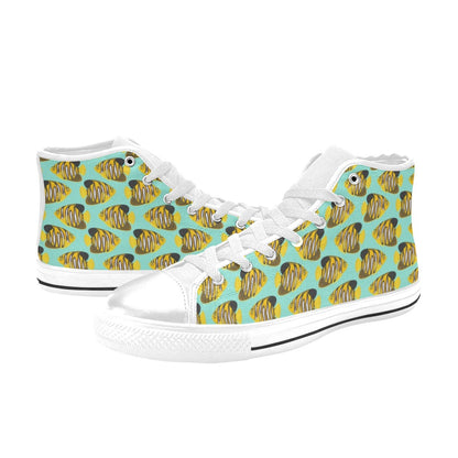 Angelfish Print Design LKS402 Men's High Top Canvas Shoes
