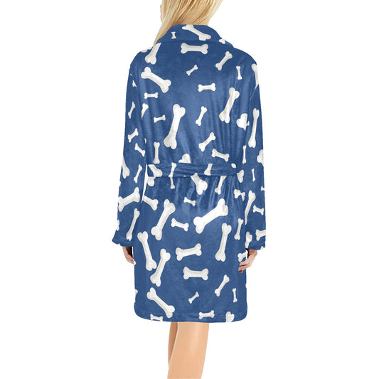 Dog Bone Pattern Print Design 03 Women's Fleece Robe