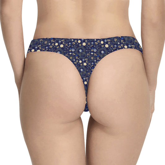 ZodiacThemed Design Print Women's Thongs
