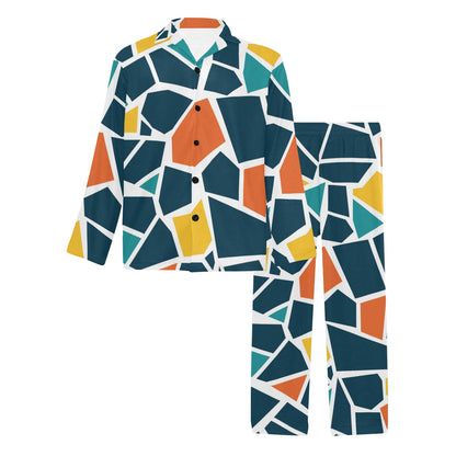 Mosaic Pattern Print Design 02 Men's Long Pajama Set