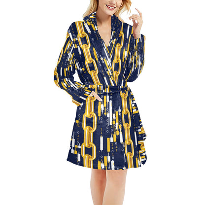Cryptocurrency Chain Pattern Print Design 03 Women's Fleece Robe