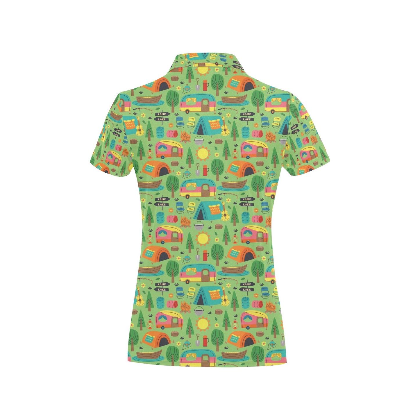 Camping Camper Pattern Print Design 04 Women's Polo Shirt
