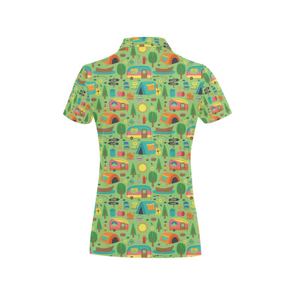 Camping Camper Pattern Print Design 04 Women's Polo Shirt
