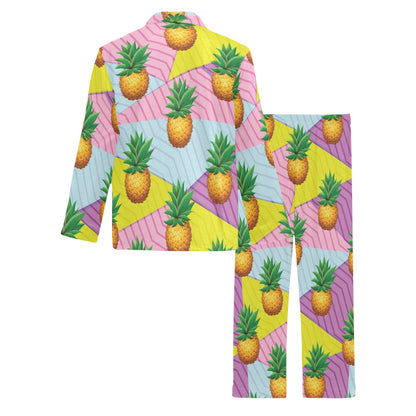 Pineapple Pattern Print Design PP05 Men's Long Pajama Set