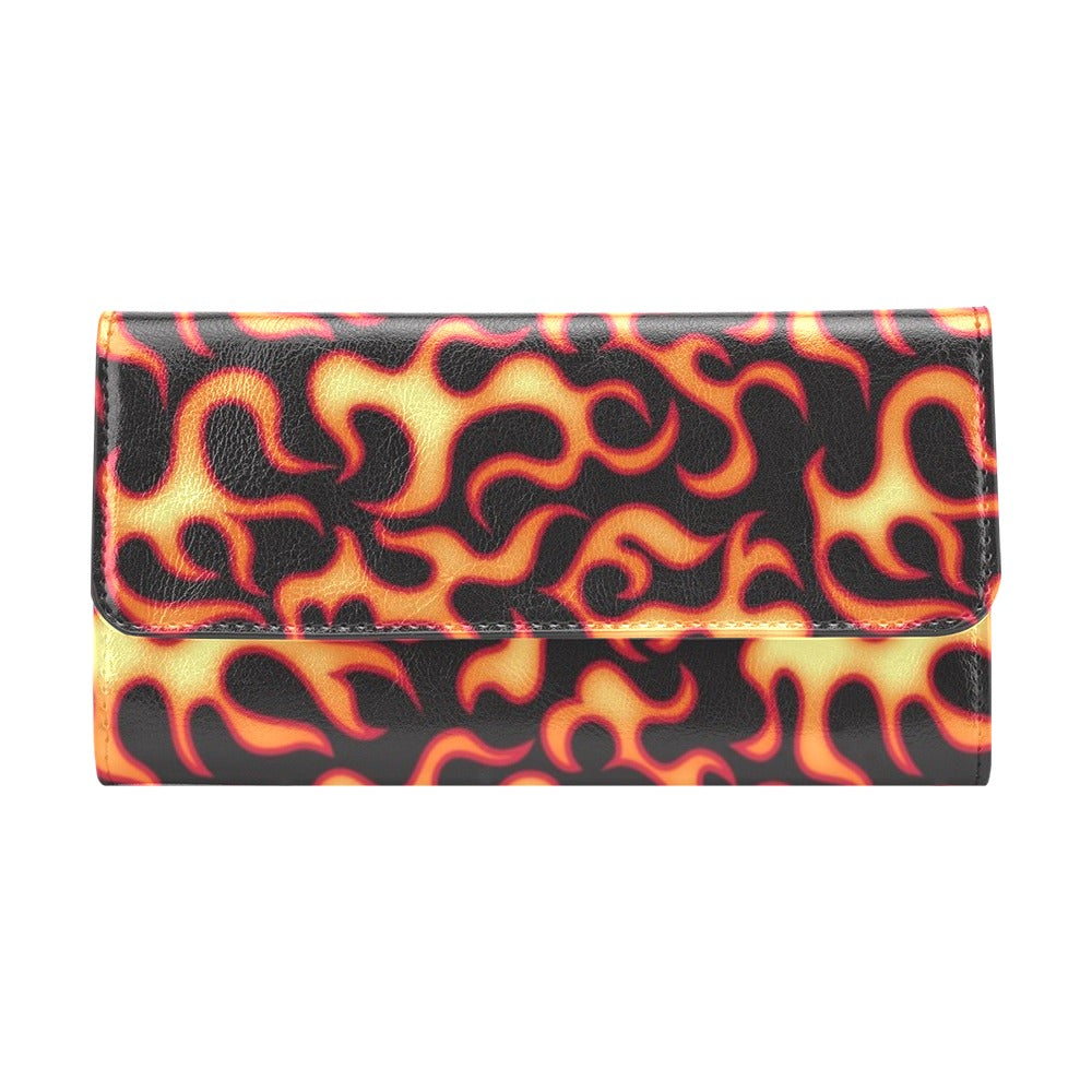 Flame Fire Themed Print Women's Trifold Wallet