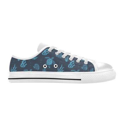 Sea Turtle Print Design LKS307 Women's White Low Top Shoes