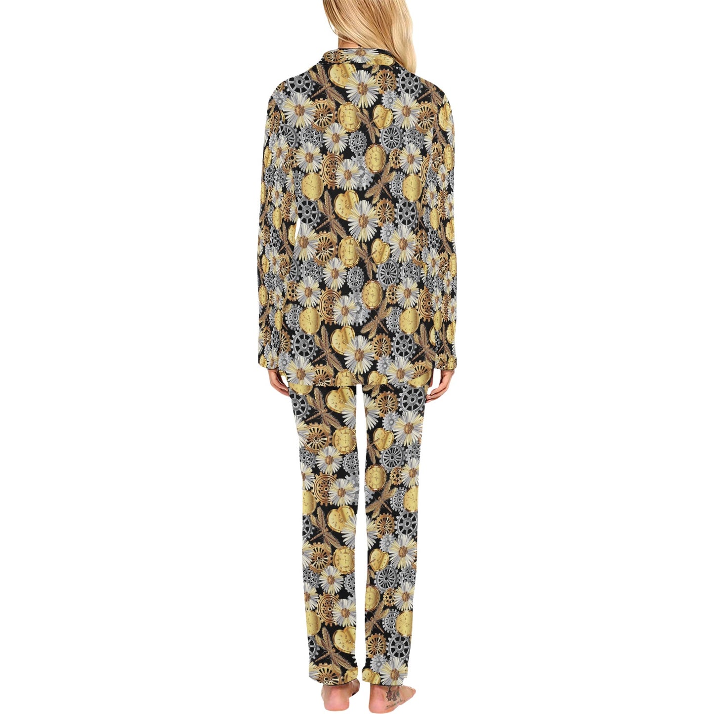Steampunk Dragonfly Print Design LKS302 Women's Long Pajama Set