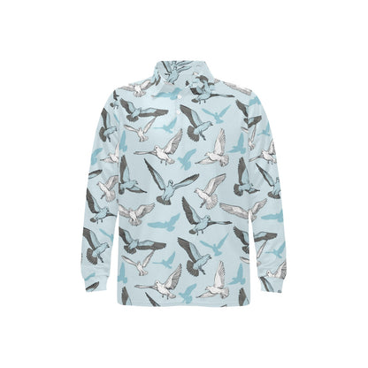 Pigeon Pattern Print Design 03 Long Sleeve Polo Shirt For Men's
