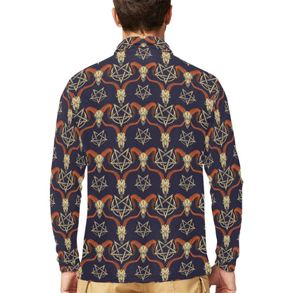 Buffalo Head Print Design LKS403 Long Sleeve Polo Shirt For Men's