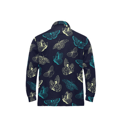 Monarch Butterfly Pattern Print Design 01 Long Sleeve Polo Shirt For Men's