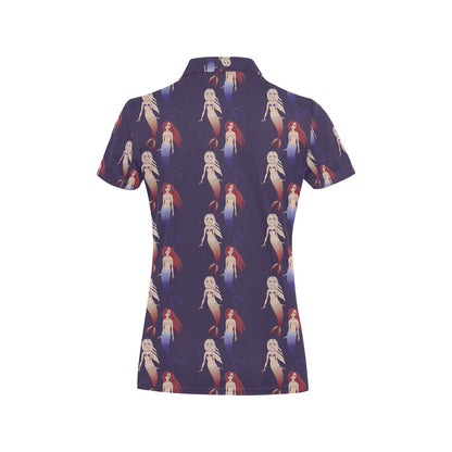 Mermaid Pattern Print Design 02 Women's Polo Shirt