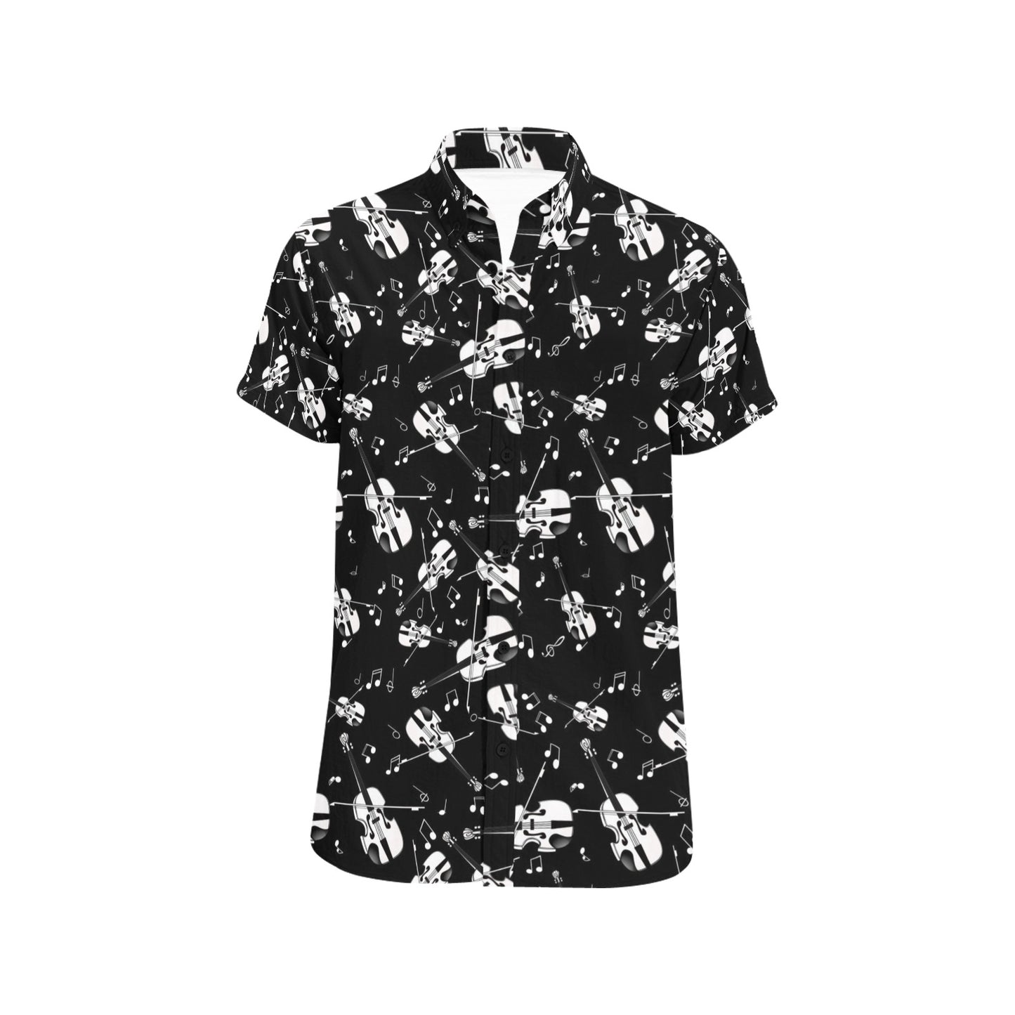 Violin Print Design LKS404 Men Short Sleeve Button Up Shirt
