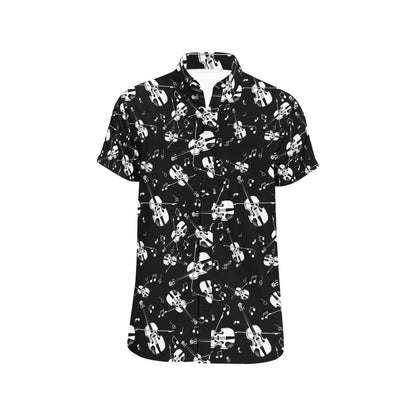 Violin Print Design LKS404 Men Short Sleeve Button Up Shirt