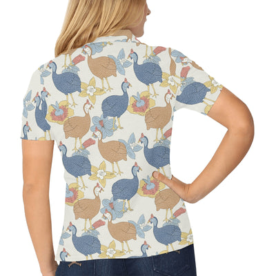 Guinea Fowl Pattern Print Design 01 Women's Polo Shirt