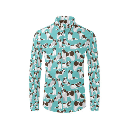 St Bernards Print Design LKS302 Men's Long Sleeve Dress Shirt