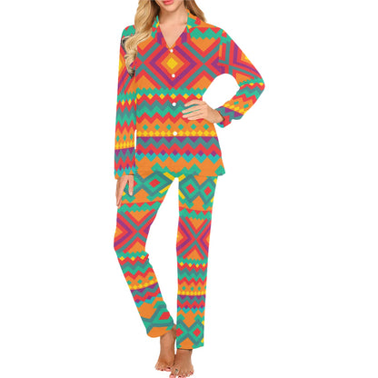 Mexican Pattern Print Design 04 Women's Long Pajama Set