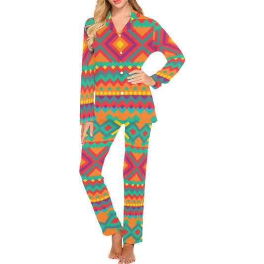 Mexican Pattern Print Design 04 Women's Long Pajama Set