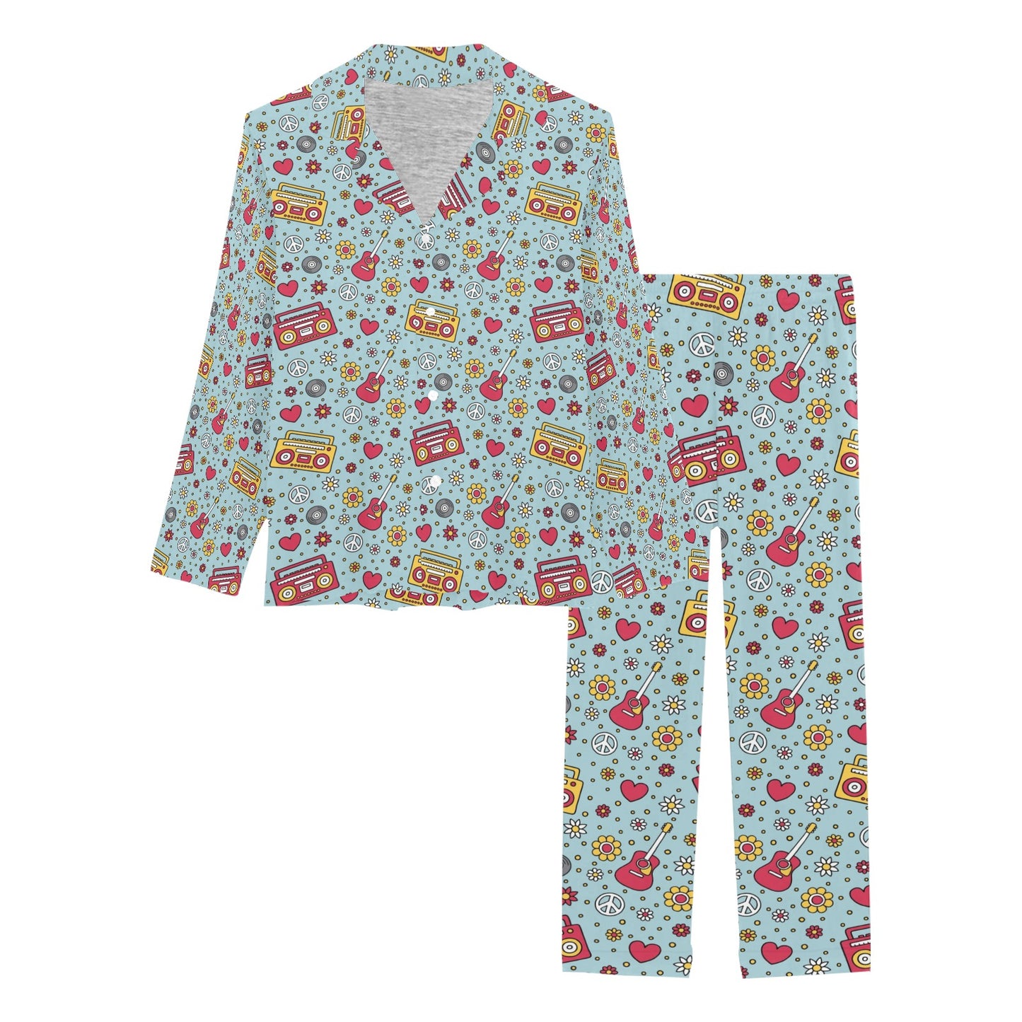 Hippie Print Design LKS307 Women's Long Pajama Set