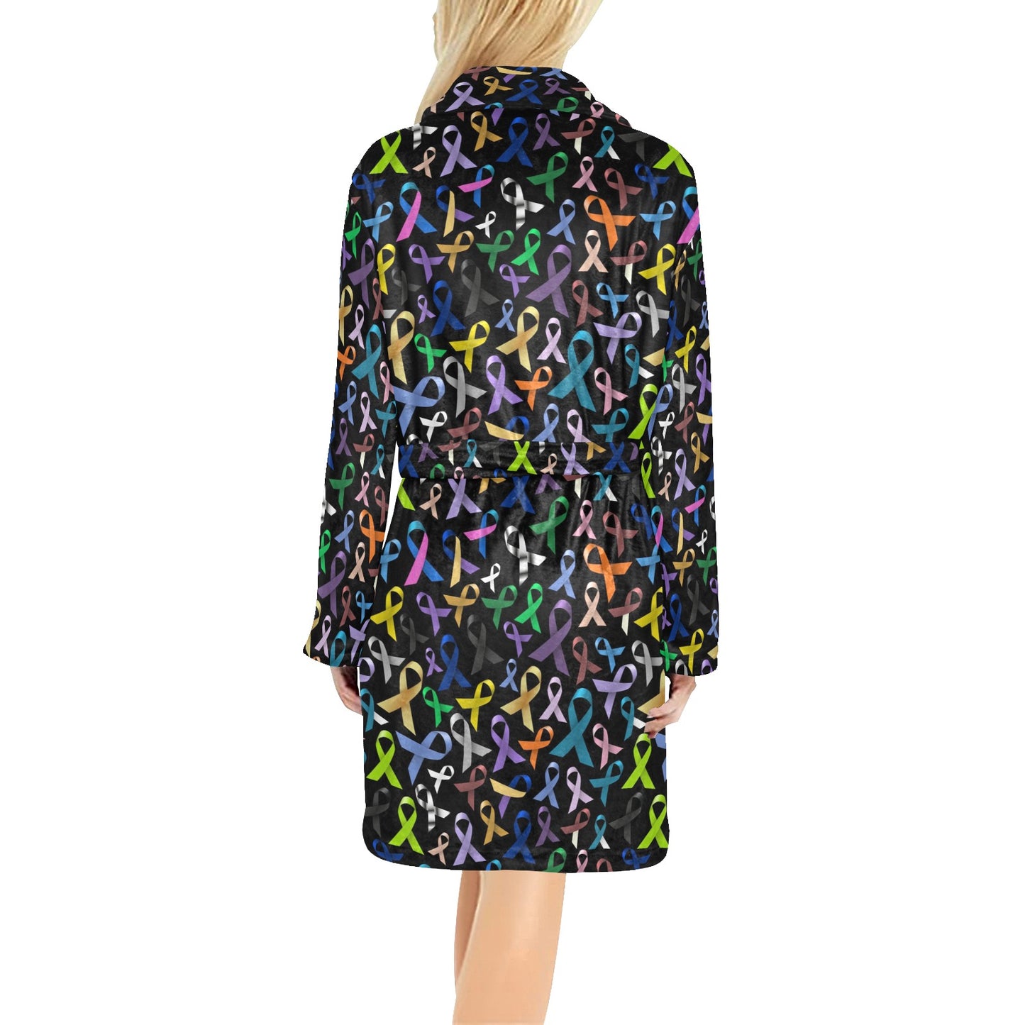 Breast Cancer Awareness Colorful Print Women's Fleece Robe
