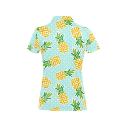 Pineapple Pattern Print Design PP01 Women's Polo Shirt