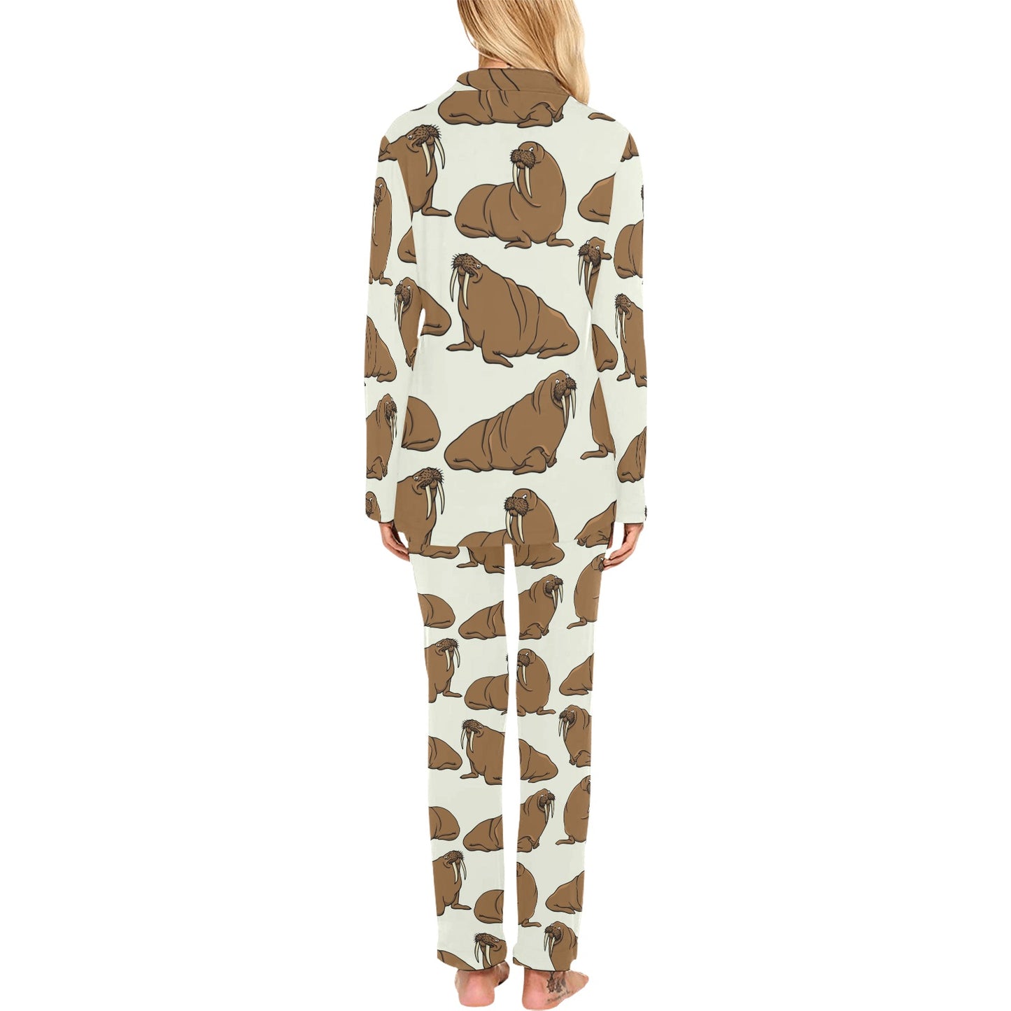 Walrus Pattern Print Design 03 Women's Long Pajama Set