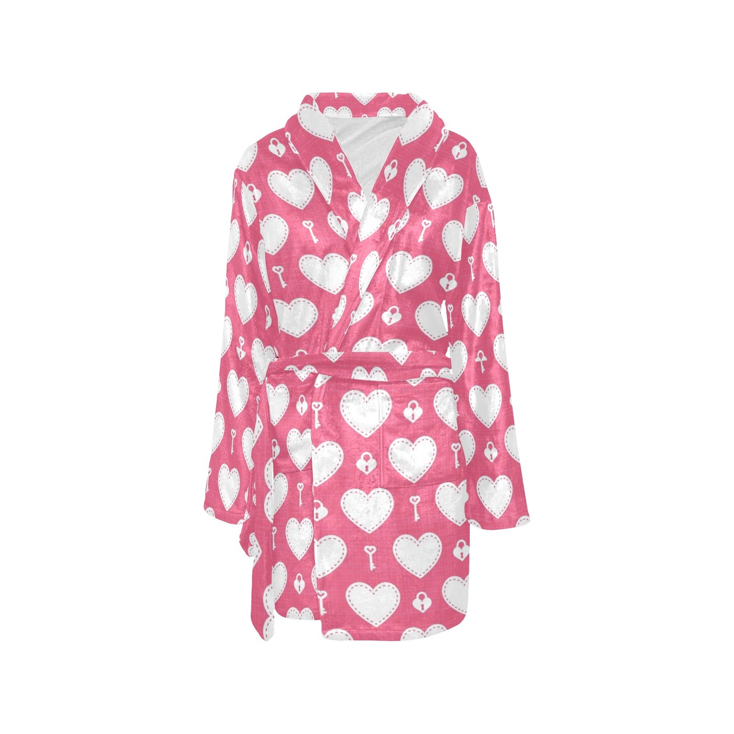 Heart Key Pattern Print Design HE09 Women's Fleece Robe