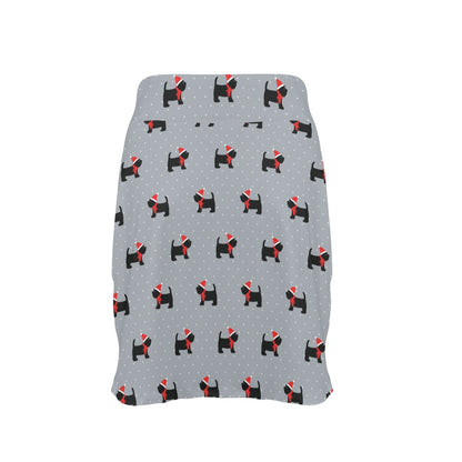 Scottish Christmas Themed Terriers Print Design LKS3018 17" Golf & Pickleball Skort with Pockets