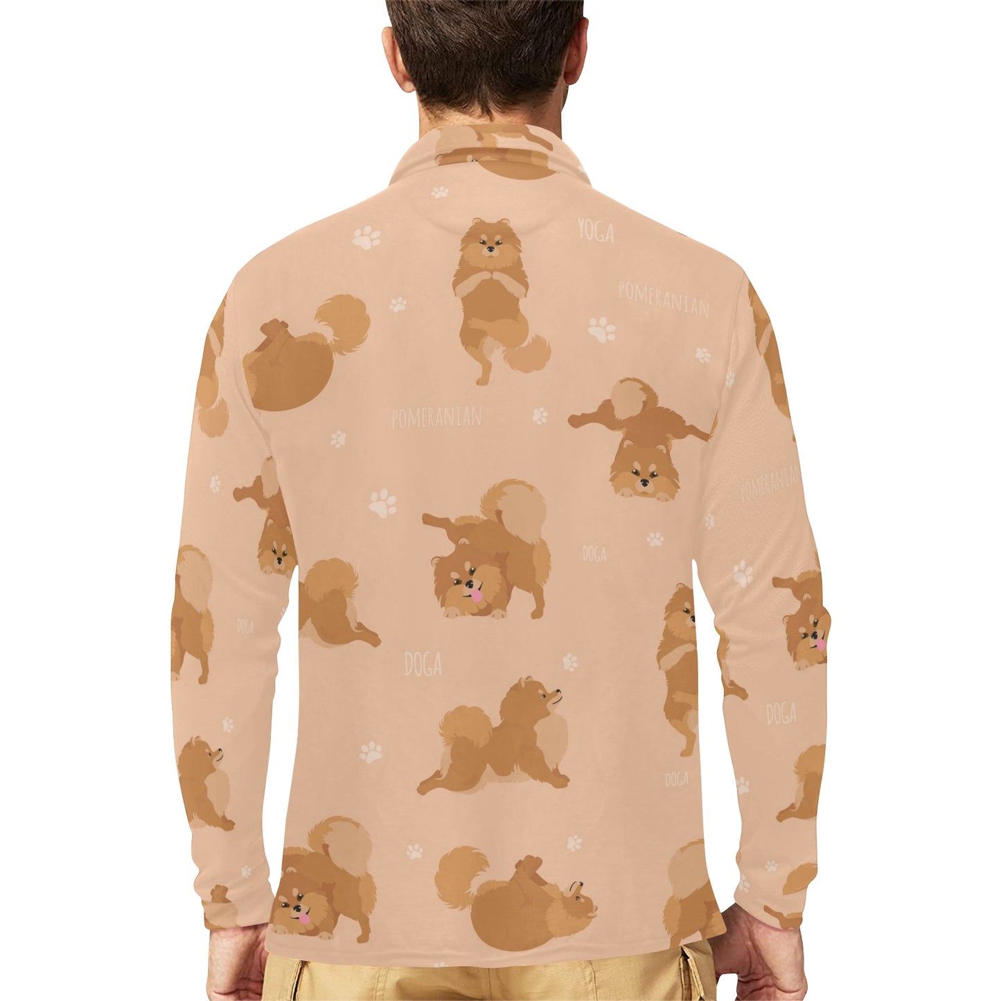 Pomeranians Pattern Print Design A06 Long Sleeve Polo Shirt For Men's