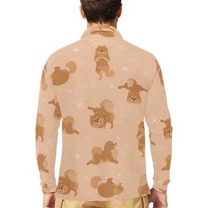 Pomeranians Pattern Print Design A06 Long Sleeve Polo Shirt For Men's