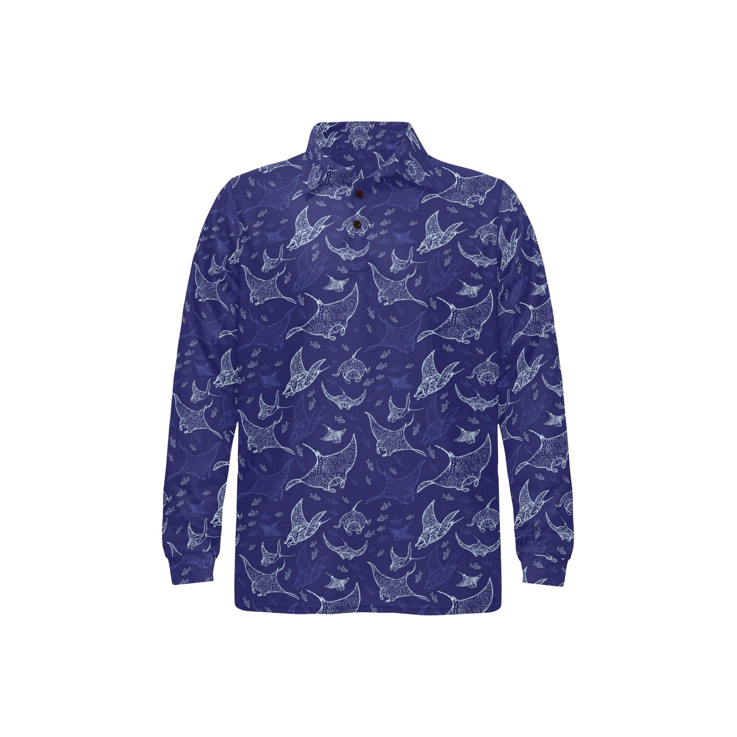 Manta Ray Print Design LKS401 Long Sleeve Polo Shirt For Men's