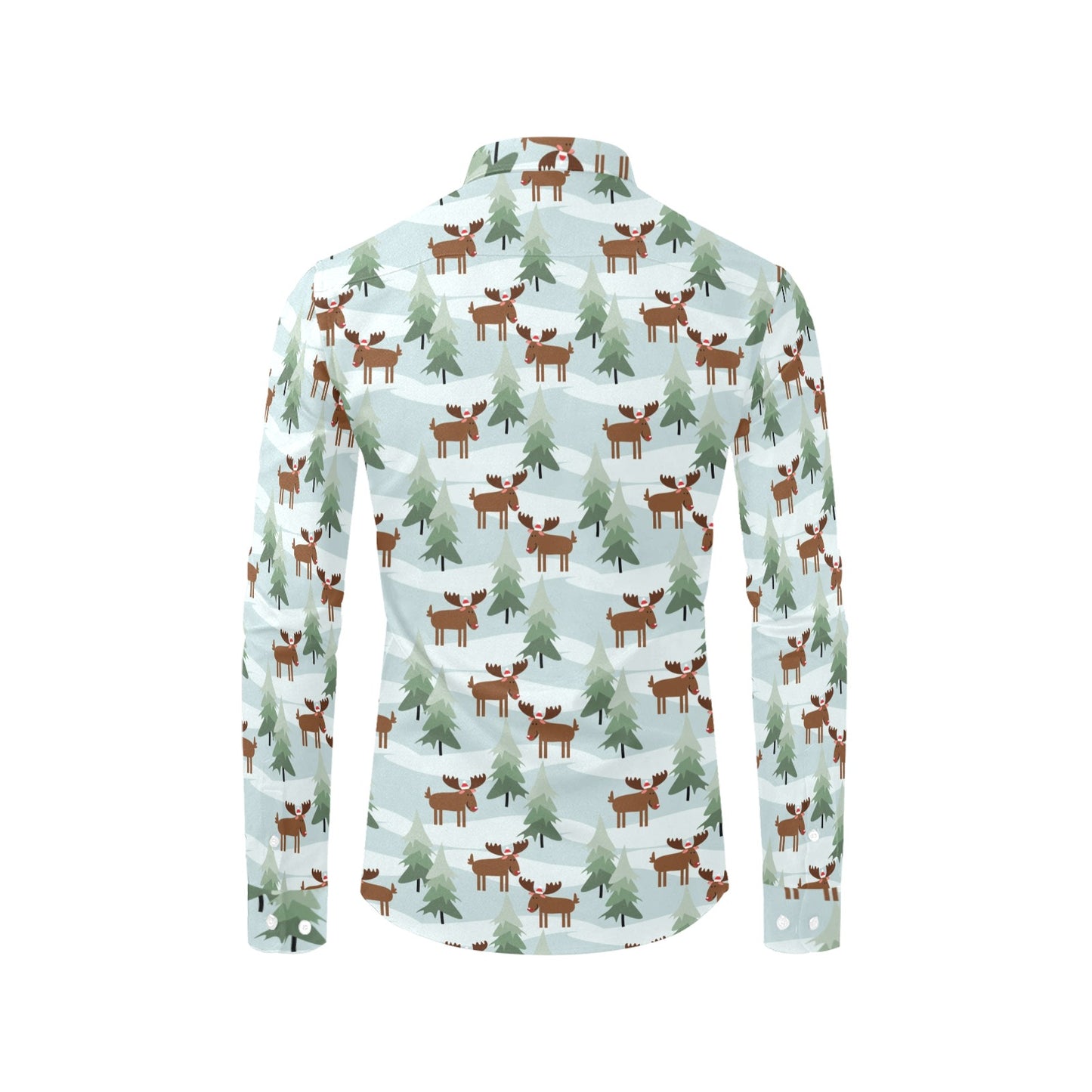 Moose Print Design LKS402 Men's Long Sleeve Dress Shirt