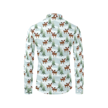 Moose Print Design LKS402 Men's Long Sleeve Dress Shirt