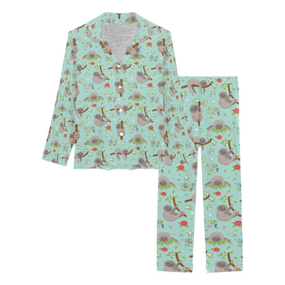 Sloth Print Design LKS305 Women's Long Pajama Set
