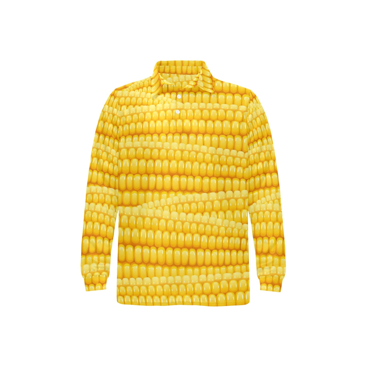 Agricultural Corn cob Pattern Long Sleeve Polo Shirt For Men's