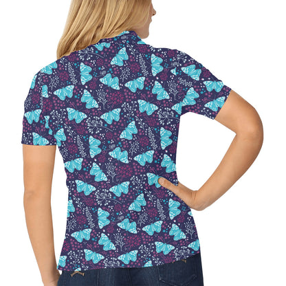 Butterfly Pattern Print Design 011 Women's Polo Shirt