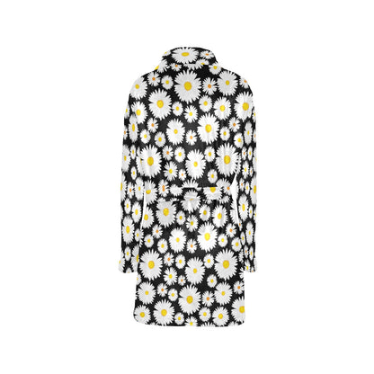 Daisy Pattern Print Design 01 Women's Fleece Robe
